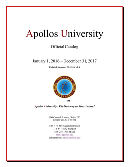 Apollos University Catalog Each Veteran Or Eligible Person Will Be Required to Provide Apollos with a Signed Copy of the Following Verification Document