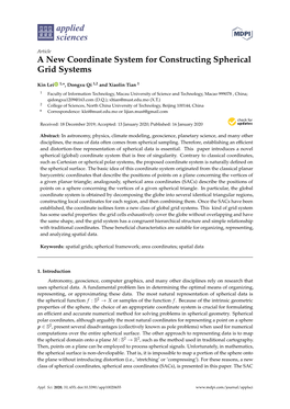 A New Coordinate System for Constructing Spherical Grid Systems