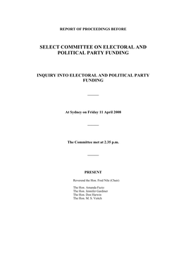 Select Committee on Electoral and Political Party Funding