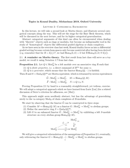 Topics in Koszul Duality, Michaelmas 2019, Oxford University Lecture 2