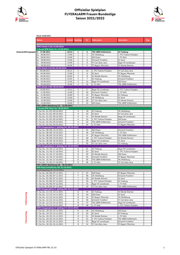 Offizieller Spielplan FLYERALARM Frauen-Bundesliga Saison 2021/2022