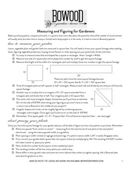 Measuring and Figuring for Gardeners Before Purchasing Plants, Compost and Mulch, It Is Good to Have Some Idea About the Quantities That Will Be Needed