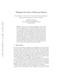 Wikipedia Text Reuse: Within and Without