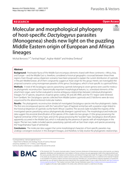 Molecular and Morphological Phylogeny of Host-Specific