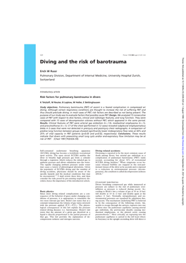 Diving and the Risk of Barotrauma