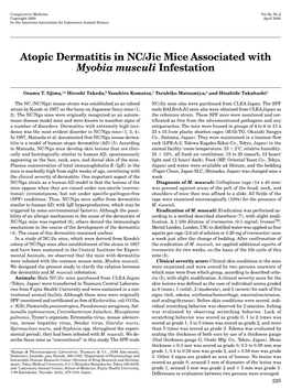 Atopic Dermatitis in NC/Jic Mice Associated With&lt;I&gt; Myobia Musculi