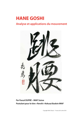 HANE GOSHI Analyse Et Applications Du Mouvement