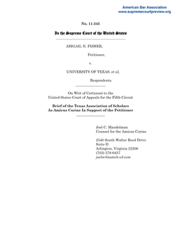 11-345 Brief for the Texas Association of Scholars in Support of the Petitioner