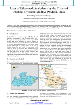 Uses of Ethnomedicinal Plants by the Tribes of Shahdol Division, Madhya Pradesh, India