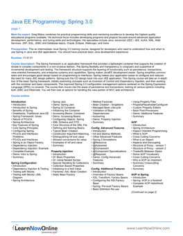 Outline for Java EE Programming: Spring