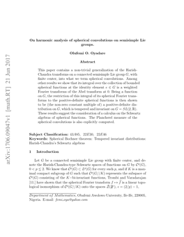 Arxiv:1706.09047V1 [Math.RT] 21 Jun 2017 Iei.E-Mail: Nigeria