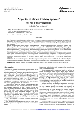 Properties of Planets in Binary Systems the Role of Binary Separation