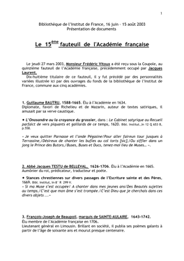 Fauteuil 15 : Frédéric Vitoux