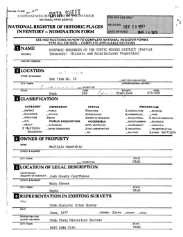 National Register of Historic Places Inventory -- Nomination Form