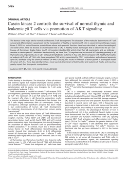 Casein Kinase 2 Controls the Survival of Normal Thymic and Leukemic Γδ T Cells Via Promotion of AKT Signaling