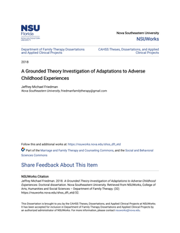 A Grounded Theory Investigation of Adaptations to Adverse Childhood Experiences