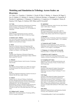 Modeling and Simulation in Tribology Across Scales: an Overview A.I