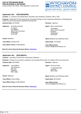 8.4 Sheduled Weekly List of Decisions Made