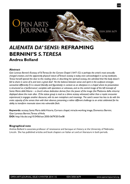 Alienata Da' Sensi: Reframing Bernini's S. Teresa