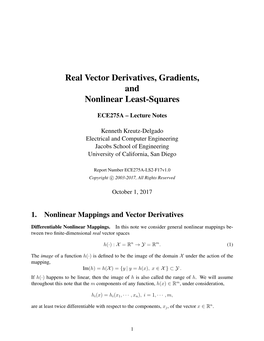 Real Vector Derivatives, Gradients, and Nonlinear Least-Squares