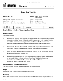 Minutes Board of Health HL29.1