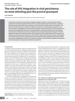 The Role of HIV Integration in Viral Persistence: No More Whistling Past the Proviral Graveyard