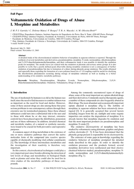 Voltammetric Oxidation of Drugs of Abuse I. Morphine and Metabolites