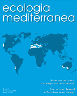 Revue Internationale D'écologie Méditerranéenne International Journal of Mediterranean Ecology Revue Internationale D'éc