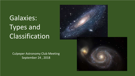 Culpeper Astronomy Club Meeting September 24 , 2018 Overview