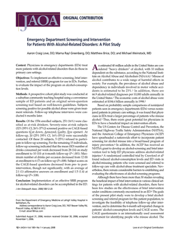 Emergency Department Screening and Intervention for Patients with Alcohol-Related Disorders: a Pilot Study