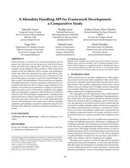 A Metadata Handling API for Framework Development: a Comparative Study