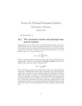 Lecture 21: Principal Component Analysis