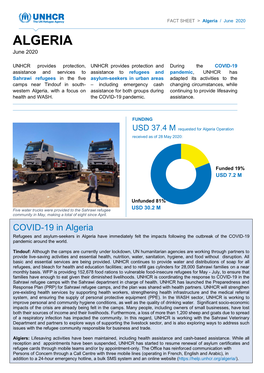 UNHCR Algeria Factsheet June 2020.Pdf