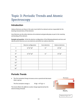 Topic 3: Periodic Trends and Atomic Spectroscopy