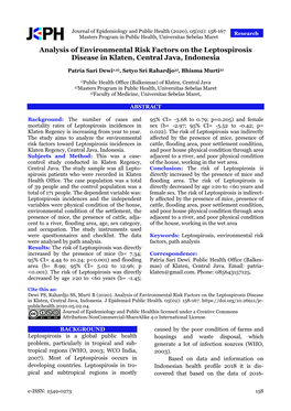 Analysis of Environmental Risk Factors on the Leptospirosis Disease in Klaten, Central Java, Indonesia