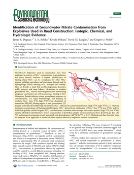 Identification of Groundwater Nitrate Contamination from Explosives Used in Road Construction