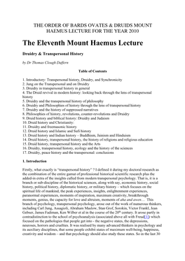 The Eleventh Mount Haemus Lecture
