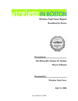 Wireless Task Force Report Broadband for Boston