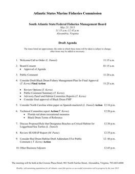 South Atlantic State/Federal Fisheries Management Board May 23, 2013 11:15 A.M.-12:45 P.M