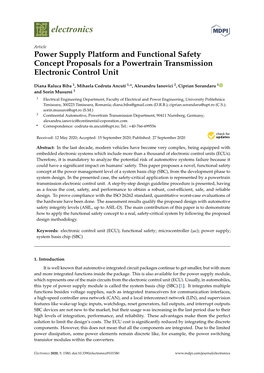 Power Supply Platform and Functional Safety Concept Proposals for a Powertrain Transmission Electronic Control Unit