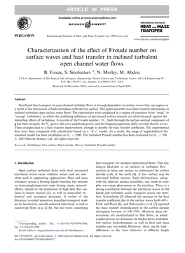 Characterization of the Effect of Froude Number on Surface Waves
