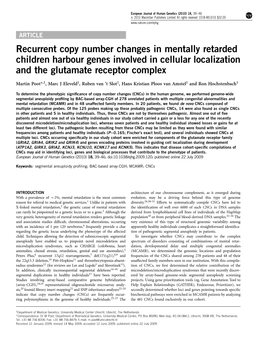 Recurrent Copy Number Changes in Mentally Retarded Children Harbour Genes Involved in Cellular Localization and the Glutamate Receptor Complex