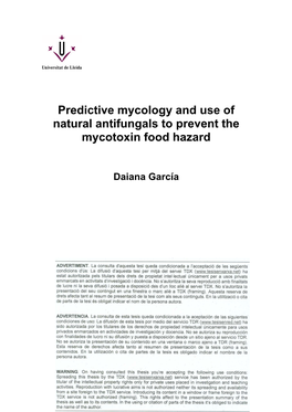 Predictive Mycology and Use of Natural Antifungals to Prevent the Mycotoxin Food Hazard