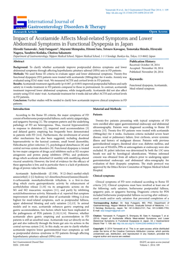 Impact of Acotiamide Affects Meal-Related Symptoms and Lower