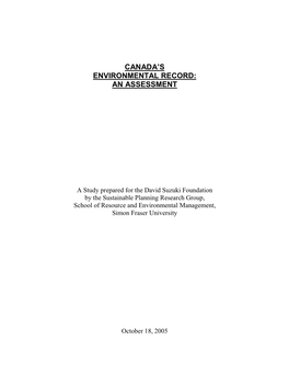 Canada's Environmental Record