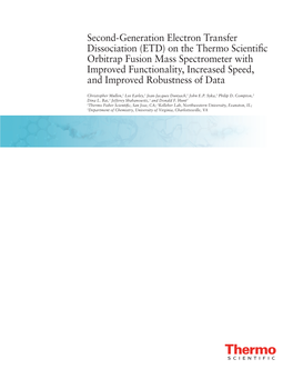 Second-Generation Electron Transfer Dissociation (ETD) on the Thermo