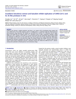 Scutellaria Baicalensis Extract and Baicalein Inhibit Replication of SARS-Cov-2 and Its 3C-Like Protease in Vitro