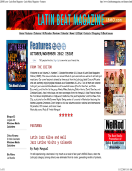 LBMO.Com - Latin Beat Magazine - Latin Music Magazine - Features