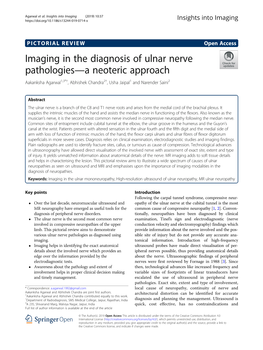 Imaging in the Diagnosis of Ulnar Nerve Pathologies—A Neoteric Approach Aakanksha Agarwal1,3*†, Abhishek Chandra2†, Usha Jaipal1 and Narender Saini2