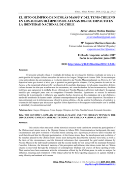 El Hito Olímpico De Nicolás Massú Y Del Tenis Chileno En Los Juegos Olímpicos De Atenas 2004: Su Impacto En La Identidad Nacional De Chile